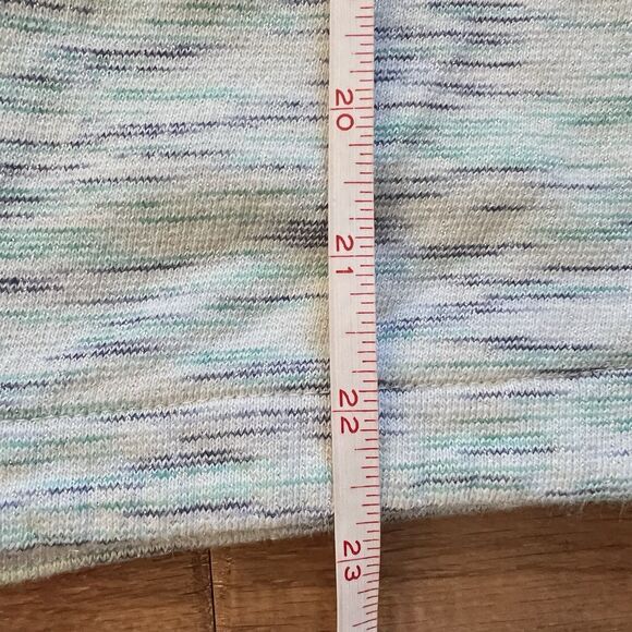 T by Talbots Sweatshirt Size MP Petite Space Dye Pullover Blue Green Metallic - Picture 6 of 7